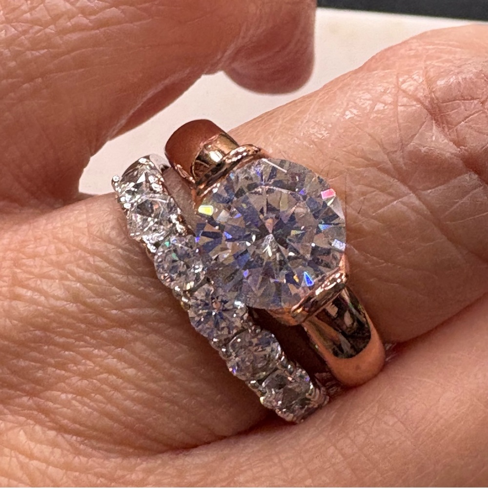 Elegant Rose Gold and Silver Women's Ring Set